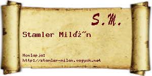Stamler Milán névjegykártya