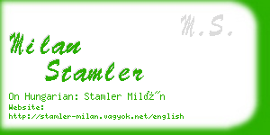 milan stamler business card